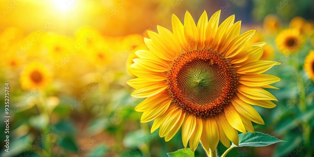 Obraz premium Close-up capture of a vibrant sunflower in full bloom, sunflower, vibrant, bloom, close-up, detailed, yellow, flower, nature, macro