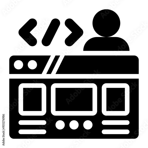 front end, developer, web developer, web programmer, website, webmaster solid or glyph icon