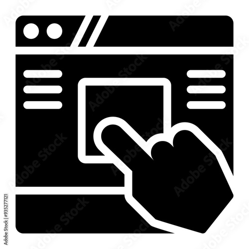 interactive design, web design, web, touch, click, content creator solid or glyph icon