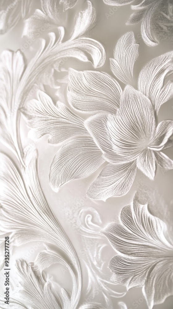 The surface showcases an exquisite transparent vellum texture with floral patterns and detailed lines, emphasizing craftsmanship and elegance