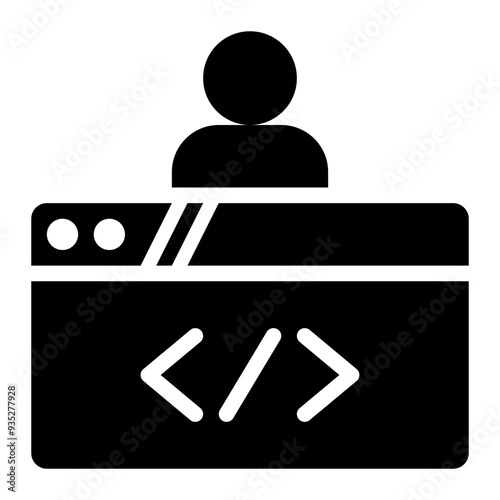 web developer, website developer, web development, web programmer, website, webmaster solid or glyph icon