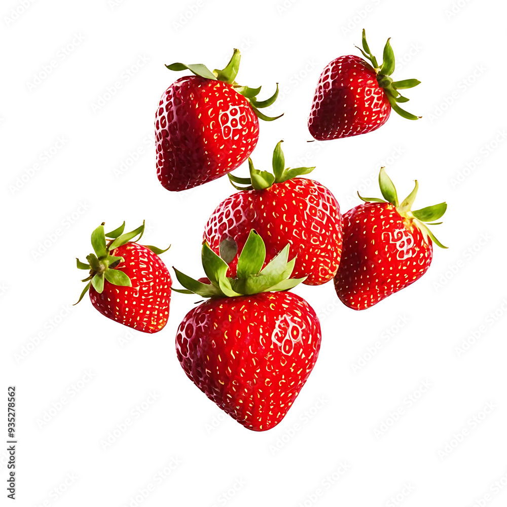 Falling strawberries on white background Falling strawberries on white background