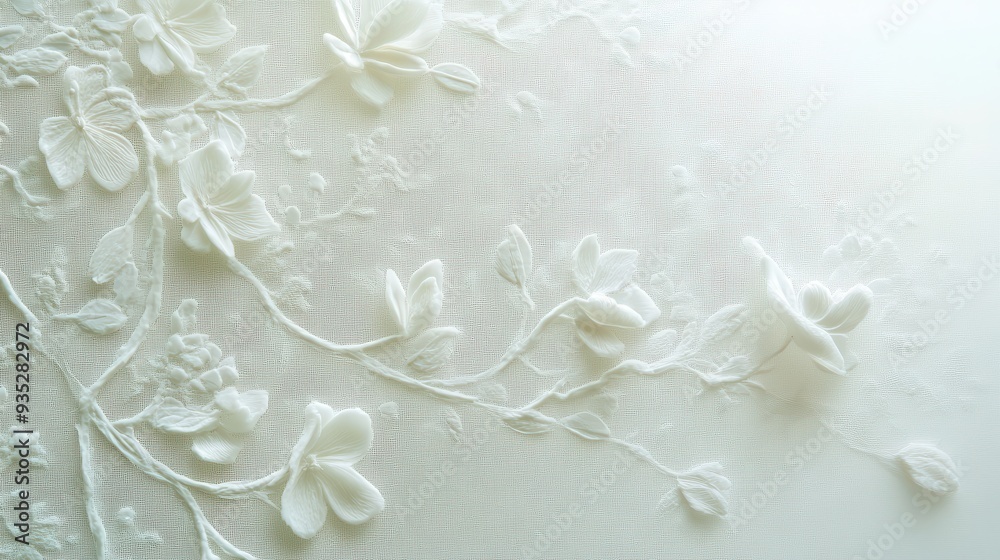 The texture displays elegant floral patterns crafted on transparent vellum, showcasing intricate detailing and a soft, ethereal appearance