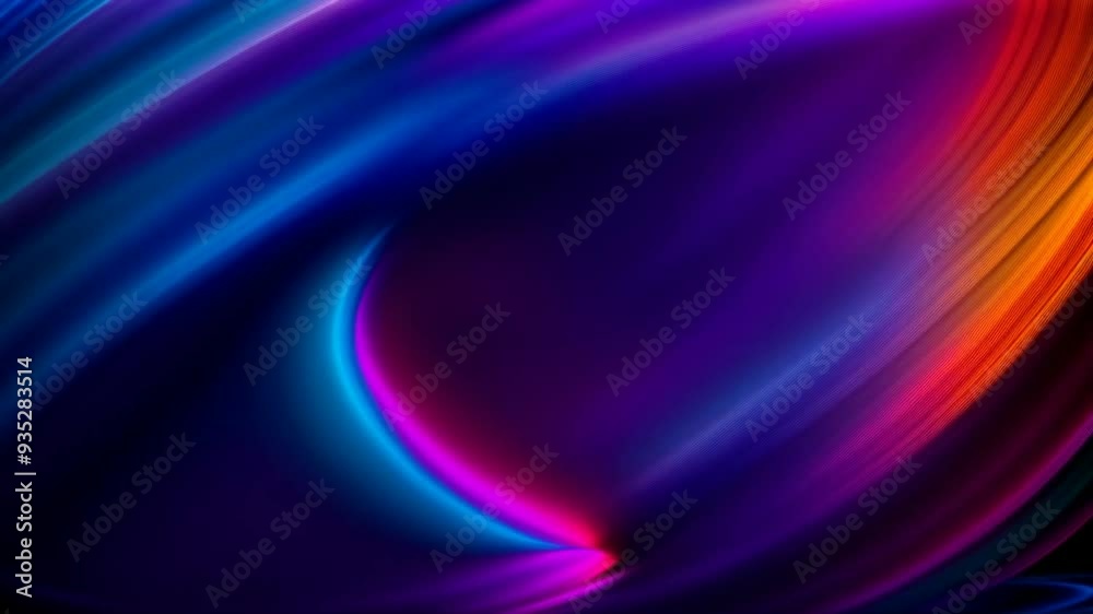 abstract neon vibrant colorful background with flowing wave, liquid plasma, fluid ink. smooth motion purple blue red pink waves, 3d  iridescent holographic design. looped animation. seamless footage.