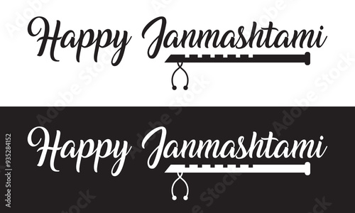 Happy Janmashtami Typography Design . isolated on white and black background. Vector Illustration. EPS 10