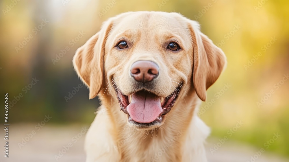 Happy Labrador Retriever Dog Portrait with Blurred Background Happy Labrador Retriever Dog Portrait with Blurred Background