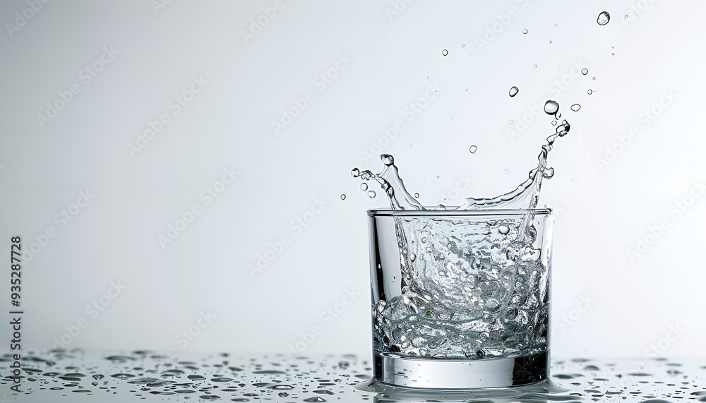 Water pouring in glass isolated on white Water pouring in glass isolated on white