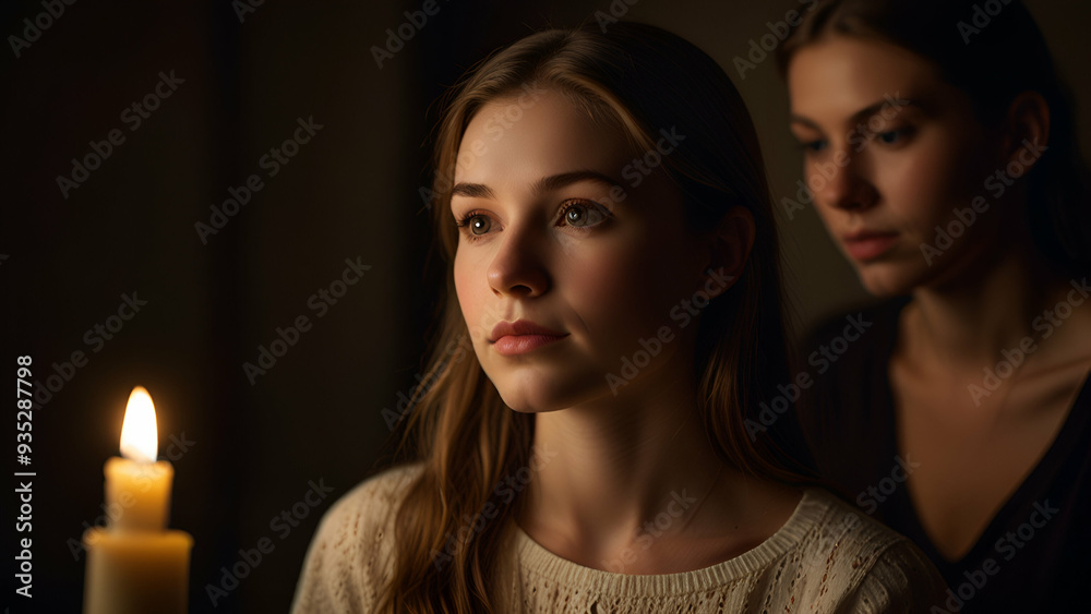 Candlelight Portrait with Dramatic Shadows Create an intimate portrait illuminated solely by candlelight Candlelight Portrait with Dramatic Shadows Create an intimate portrait illuminated solely by candlelight