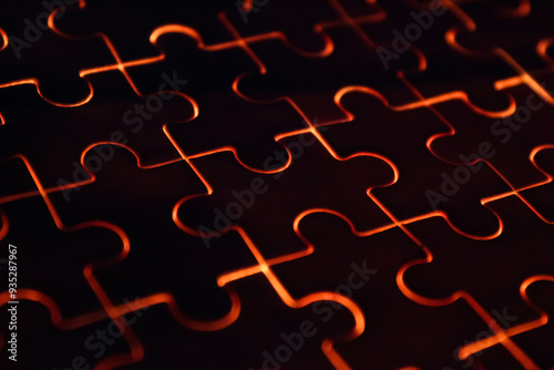 close-up of a glowing jigsaw puzzle
