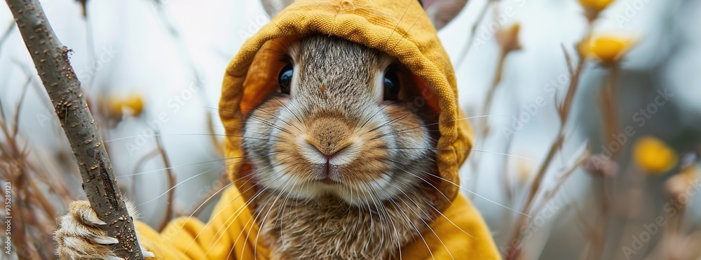Cute Bunny in a Yellow Hoodie Cute Bunny in a Yellow Hoodie