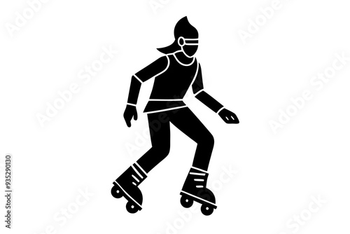 Silhouette of a Person Using Roller Skates, Vector Illustration, Roller Skating Icon, Sports Silhouette Clipart