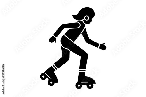 Silhouette of a Person Using Roller Skates, Vector Illustration, Roller Skating Icon, Sports Silhouette Clipart