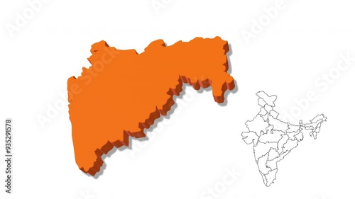 India Map Showing Maharashtra State in Detail photo