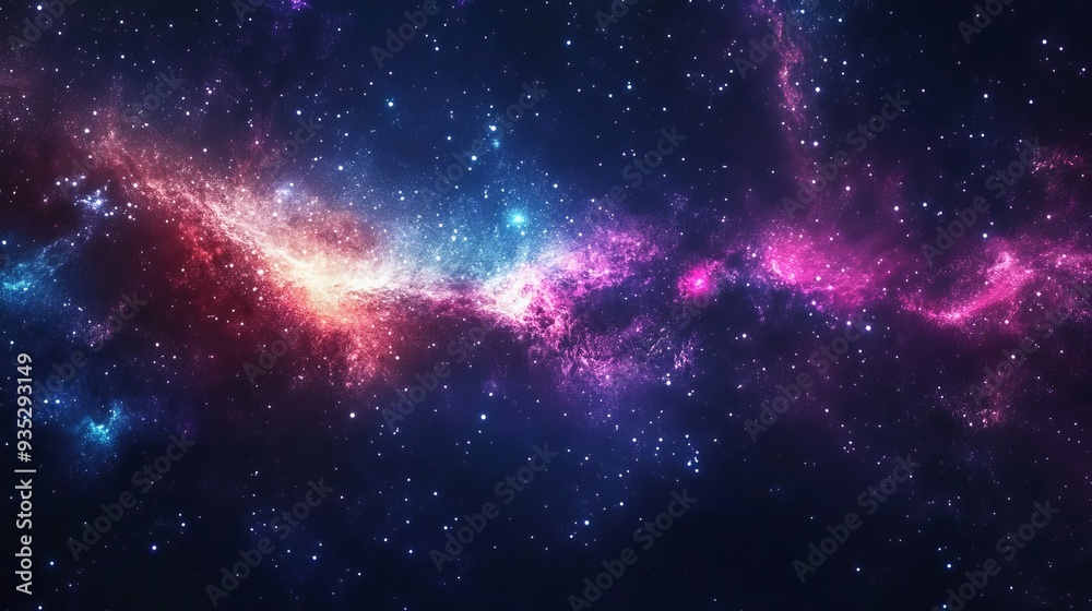 Fototapeta premium The night sky is adorned with countless stars, stretching across the galaxy.