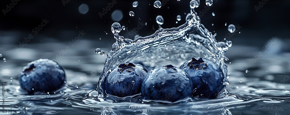 custom made wallpaper toronto digitalFresh blueberry splashing in water with vibrant droplets