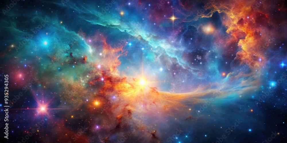 Cosmic nebula with vibrant hues and shimmering stars, cosmic, nebula, vibrant, hues, shimmering, stars, space