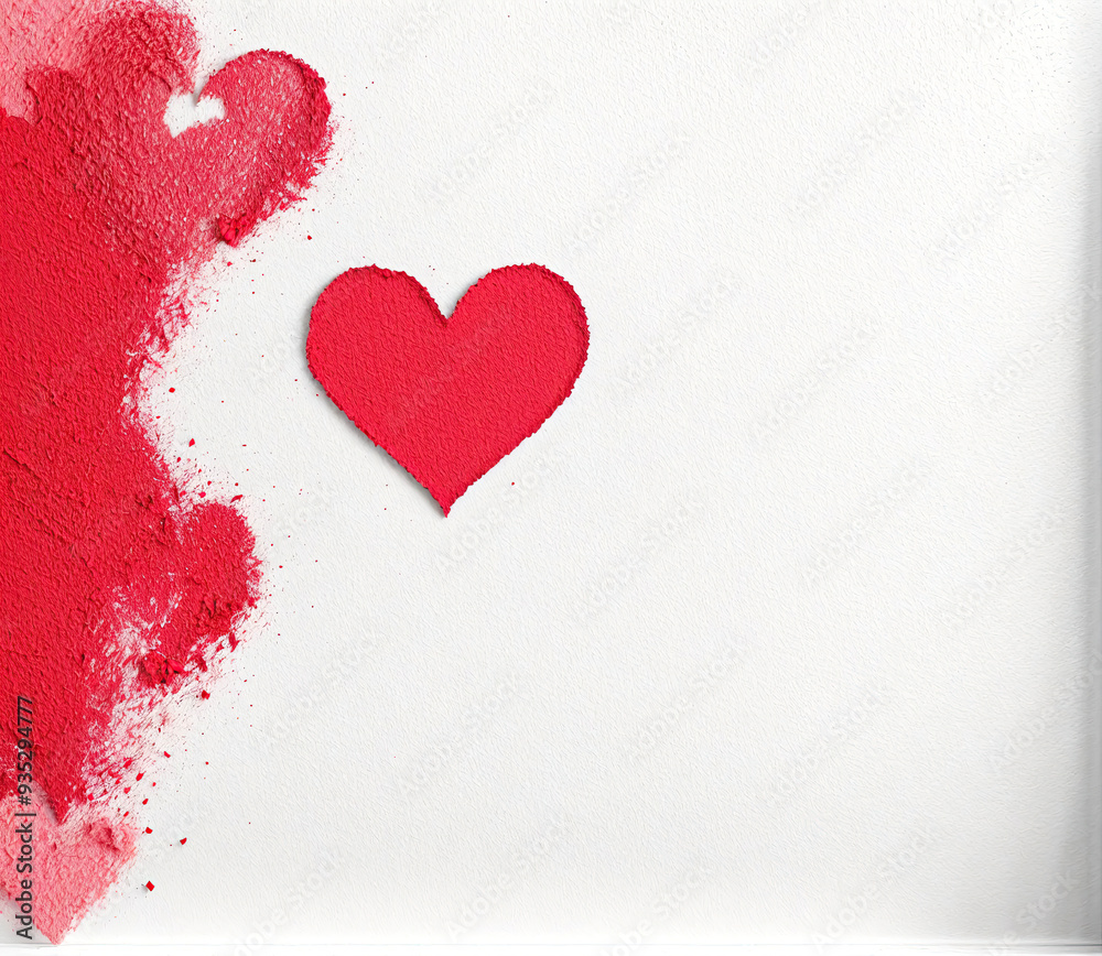 A red heart is on a white background A red heart is on a white background