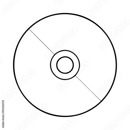 Black silhouette datum optical dvd curve disc icon and vector illustration