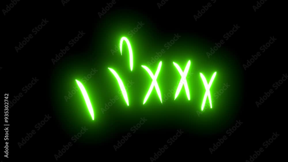 Animation video loop glow X sign moving on black screen background 