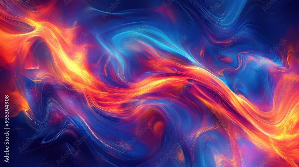 A vibrant abstract swirl of colors blending blue, orange, and red in a fluid motion. A vibrant abstract swirl of colors blending blue, orange, and red in a fluid motion.