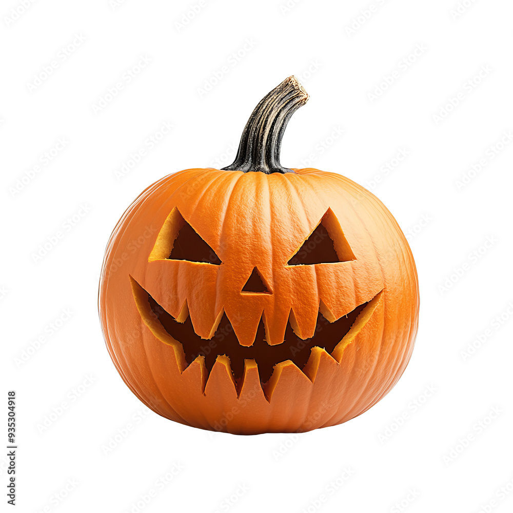 Carved Halloween Pumpkin with Scary Face