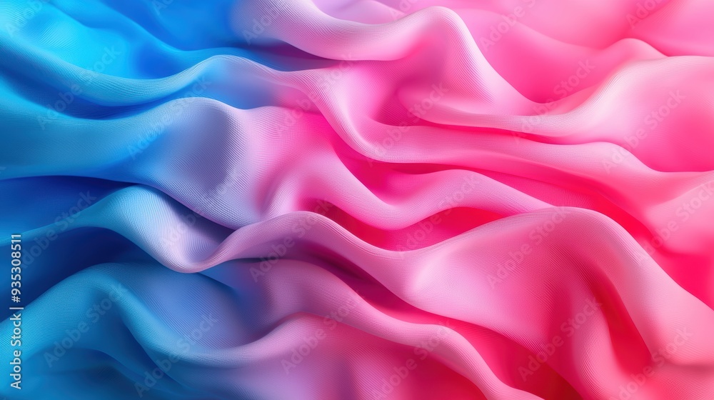 Vibrant Colorful Fabric Waves in Soft Lighting with Blue and Pink Hues Vibrant Colorful Fabric Waves in Soft Lighting with Blue and Pink Hues