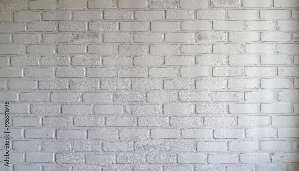 Fototapeta premium Abstract weathered high resolution texture old stucco light gray and aged paint white brick wall background in rural room, grungy blocks of stonework technology color horizontal architecture , ai