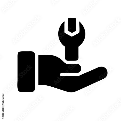 human hand holding a tool icon
