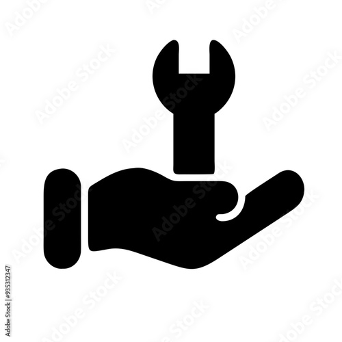 human hand holding a tool icon