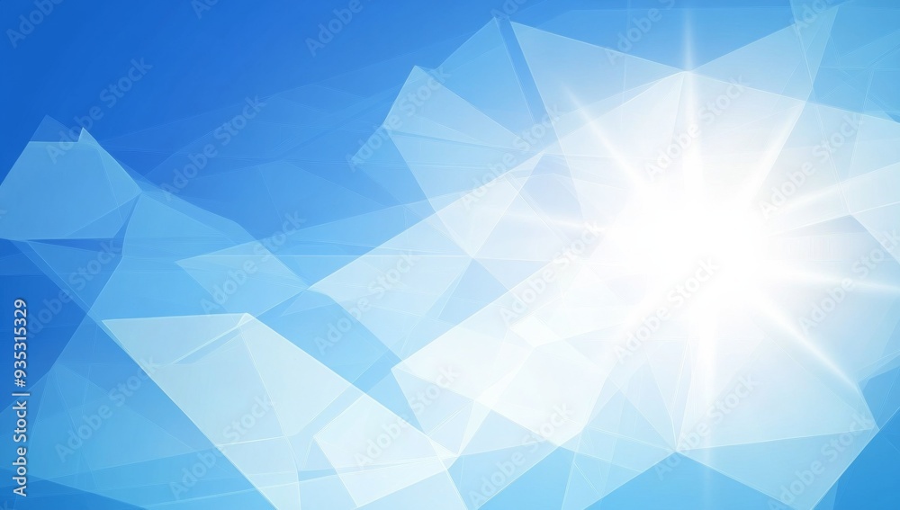 Obraz premium Minimalist Blue Geometric Background with Low-Poly Polygonal Shapes in Vector Illustration, Perfect for Internet Product and Service Presentations