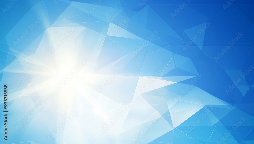 Obraz premium Minimalist Blue Geometric Background with Low-Poly Polygonal Shapes in Vector Illustration, Perfect for Internet Product and Service Presentations