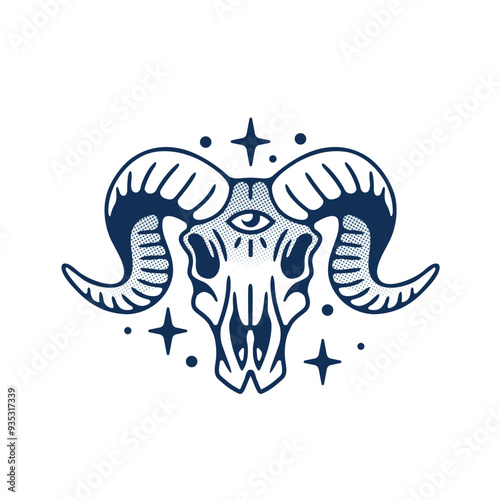 Skull horn logo vector illustration	 photo