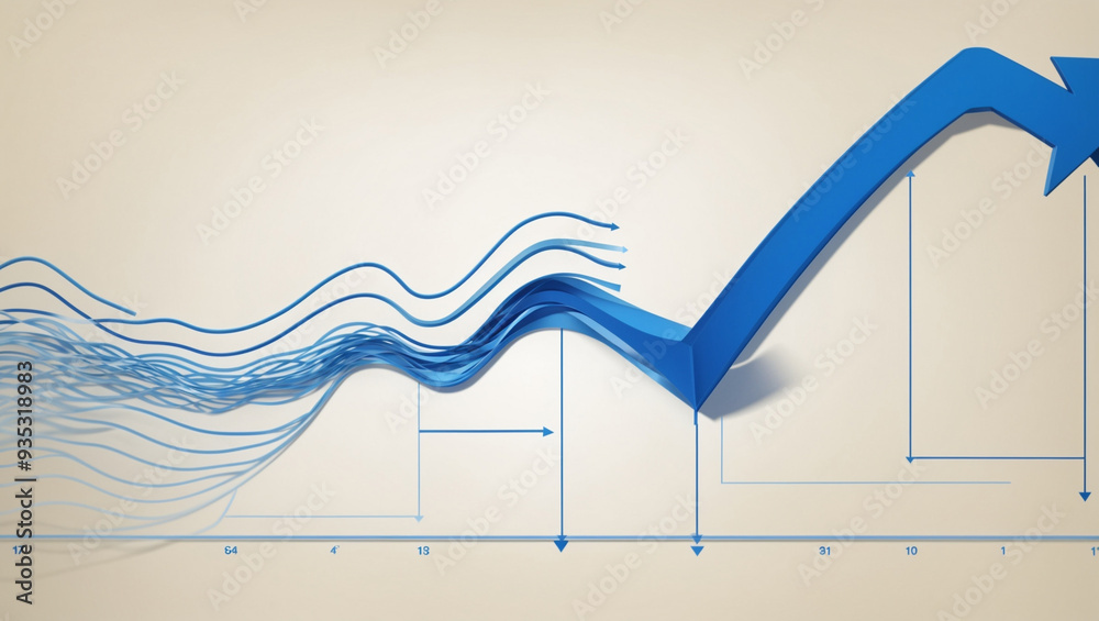 business graph with arrow on the background