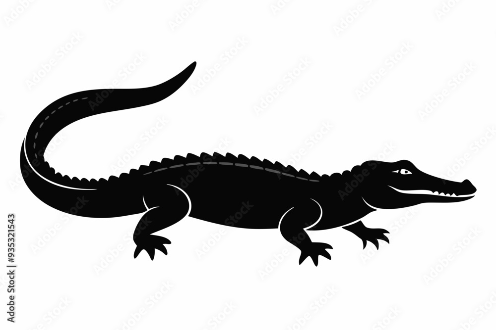 Naklejka premium Alligator vector silhouette, crocodile icon, Crocodile and alligator silhouette