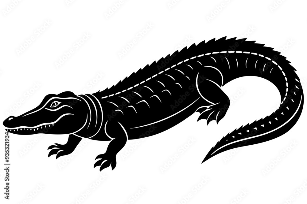 Fototapeta premium Alligator vector silhouette, crocodile icon, Crocodile and alligator silhouette 