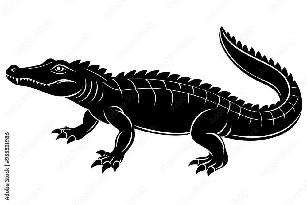 Obraz premium Alligator vector silhouette, crocodile icon, Crocodile and alligator silhouette 
