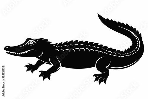 Alligator vector silhouette, crocodile icon, Crocodile and alligator silhouette 