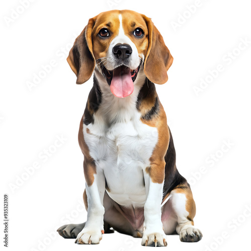 Beagle Sitting and Panting Isolated on White Background Ideal for Pet and Animal Photography