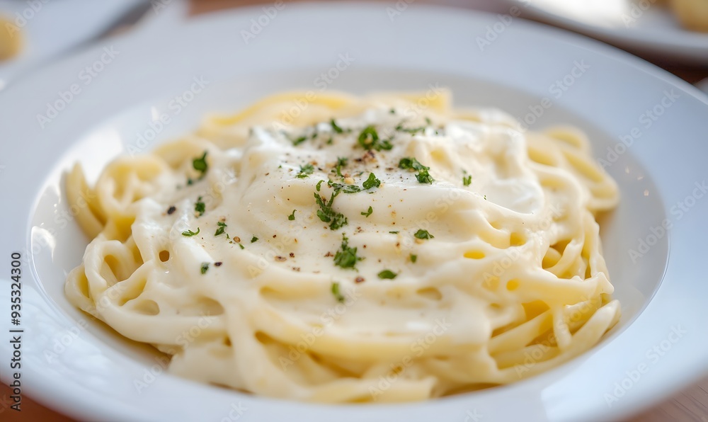 fussili pasta with bechamel cream sauce on top, Generative AI fussili pasta with bechamel cream sauce on top, Generative AI