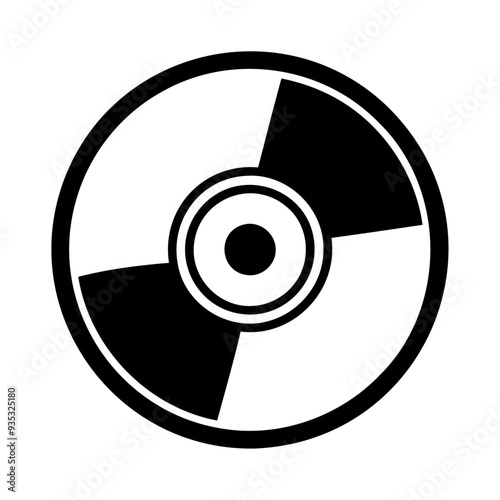 Black silhouette datum optical DVD curve disc icon and vector illustration