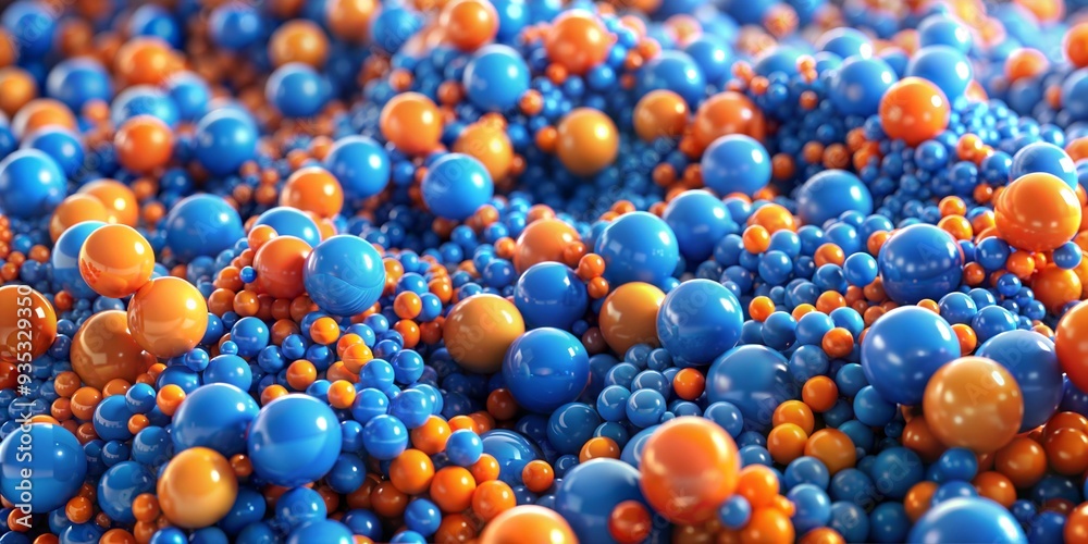 Abstract Sphere Symphony: A mesmerizing abstract backdrop of vibrant blue and orange spheres, creating a dynamic and playful visual with a sense of depth and movement. The perfect background for prese Abstract Sphere Symphony: A mesmerizing abstract backdrop of vibrant blue and orange spheres, creating a dynamic and playful visual with a sense of depth and movement. The perfect background for prese