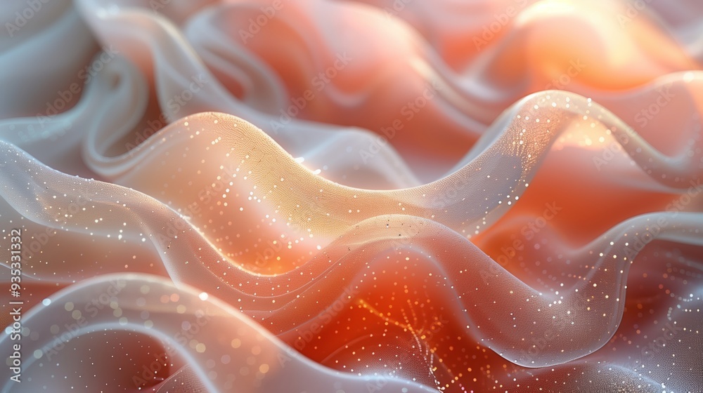 Textured Fabric Waves in Soft Peach and Cream Hues Under Gentle Lighting Textured Fabric Waves in Soft Peach and Cream Hues Under Gentle Lighting