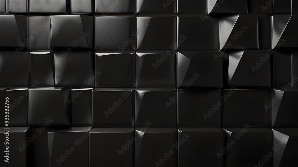 Diamond Shaped, Black Wall background with tiles. Futuristic, tile Wallpaper with Polished, 3D blocks. 3D Render Generative AI Diamond Shaped, Black Wall background with tiles. Futuristic, tile Wallpaper with Polished, 3D blocks. 3D Render Generative AI