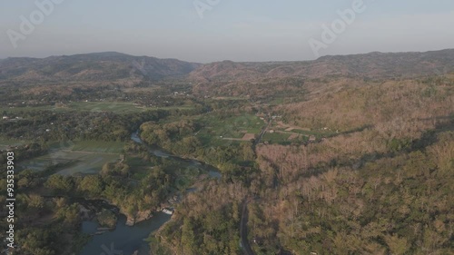 RAW FOOTAGE 4K VIDEO river and hill view 