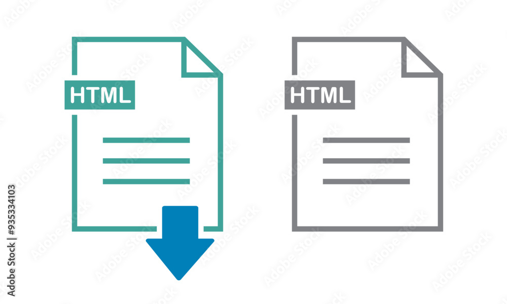 HTML icon on white background. file HTML download icon. HTML icon on white background. file HTML download icon.