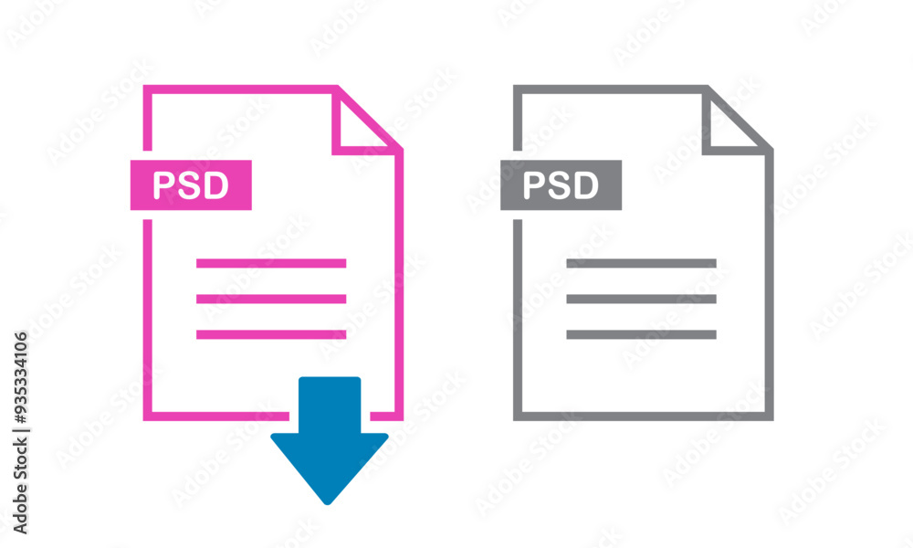 PSD icon on white background. file PSD download icon. PSD icon on white background. file PSD download icon.