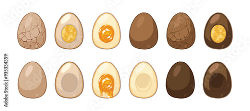 Illustrations of various braised eggs
