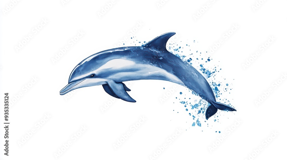 A vibrant illustration of a dolphin gracefully leaping through water, showcasing its playful nature and aquatic beauty. A vibrant illustration of a dolphin gracefully leaping through water, showcasing its playful nature and aquatic beauty.