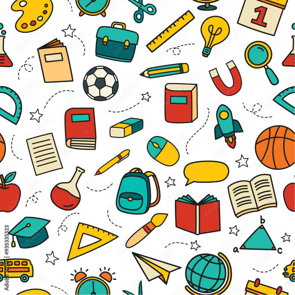 Back to school seamless pattern doodle style background. Education hand drawn objects and symbols icon. Back to school seamless pattern doodle style background. Education hand drawn objects and symbols icon.