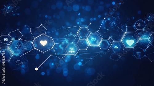 Wallpaper Mural Interactive Medical Design with Blue Background and Health Icons Torontodigital.ca